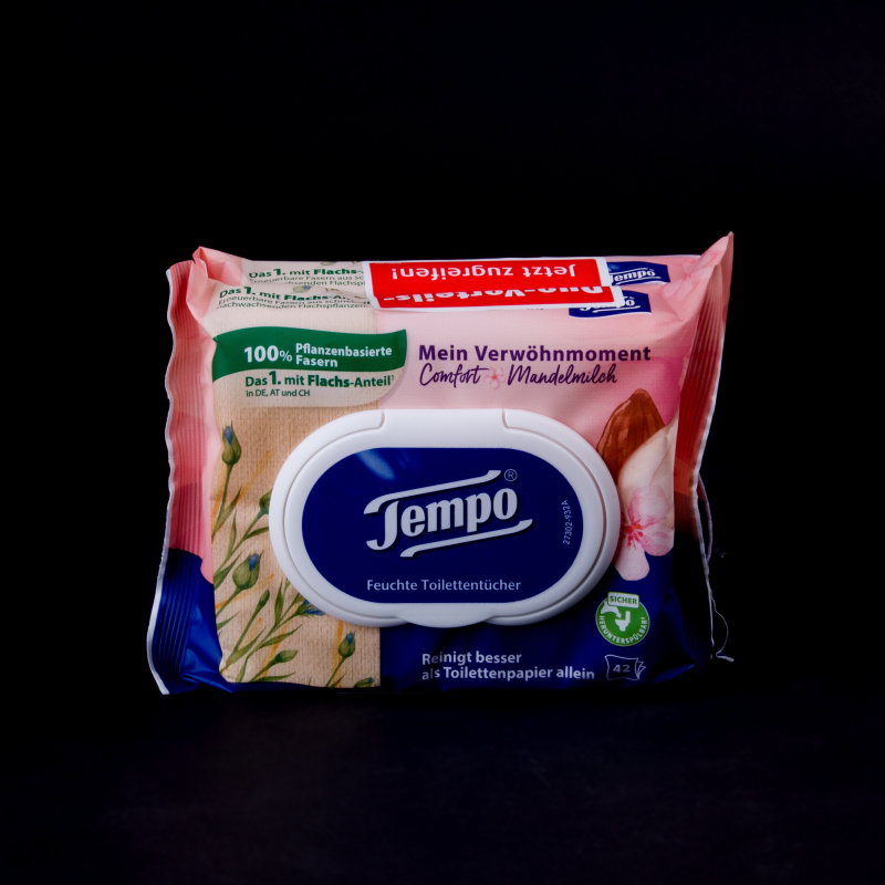 Vlhčený toaletní papír mandlové mléko 2x42 ks TEMPO